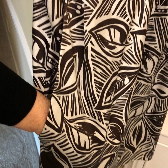 ABS COLLECTION Espresso & white 100% Silk Dress - Picture 2 of 8